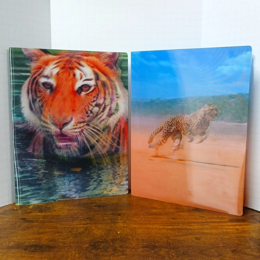 Kittrich 3D Motion Poly Folders Pockets Tiger And Cheetah, Lot Of 2